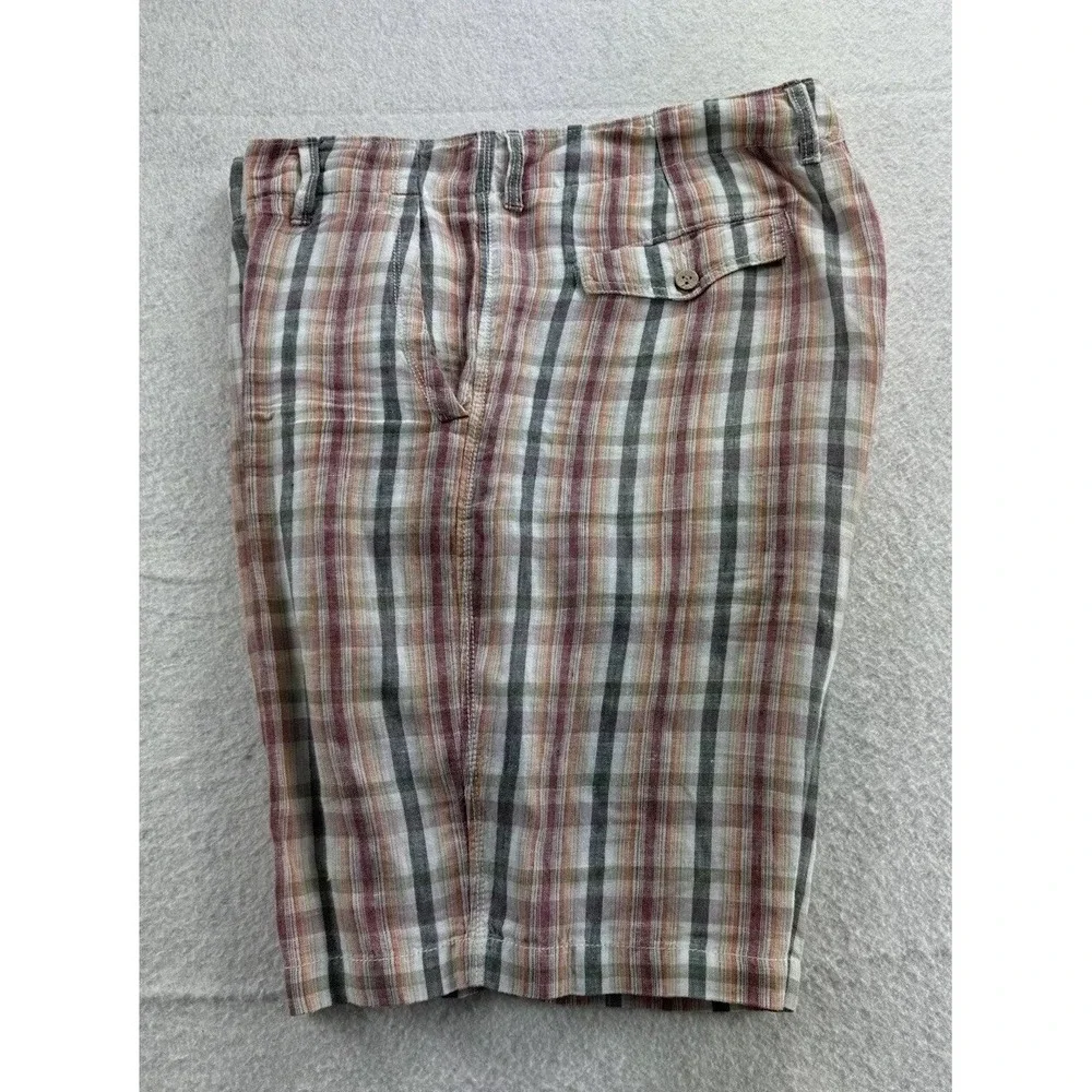 Tommy‎ Bahama Mens 100% Linen Chino Shorts Tag 36 Actual Size 38 Tropical Plaid